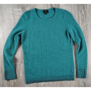 Talbots‎ Petites P 100% Cashmere Pullover Sweater Soft Teal Buttons Round Neck